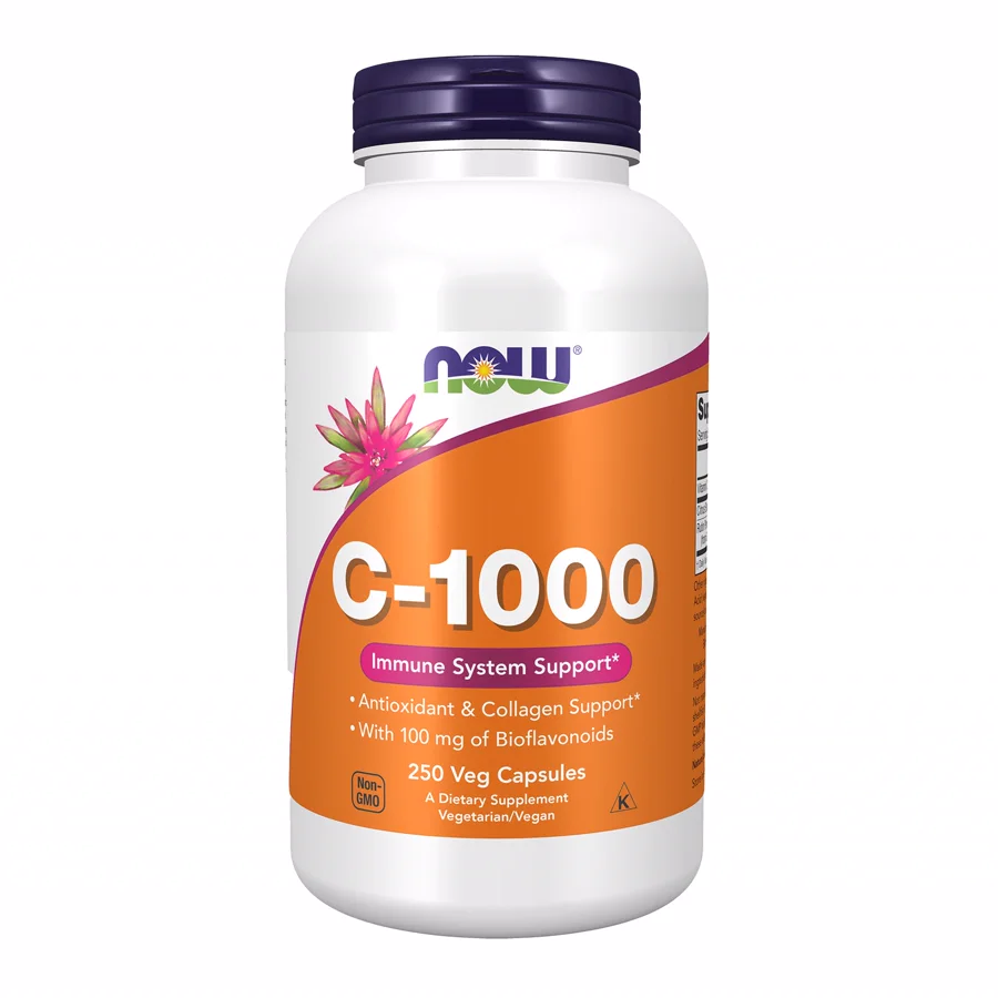 NOW Foods Vitamin C-1000 with 100 mg Bioflavonoids bottle, 250 veg capsules